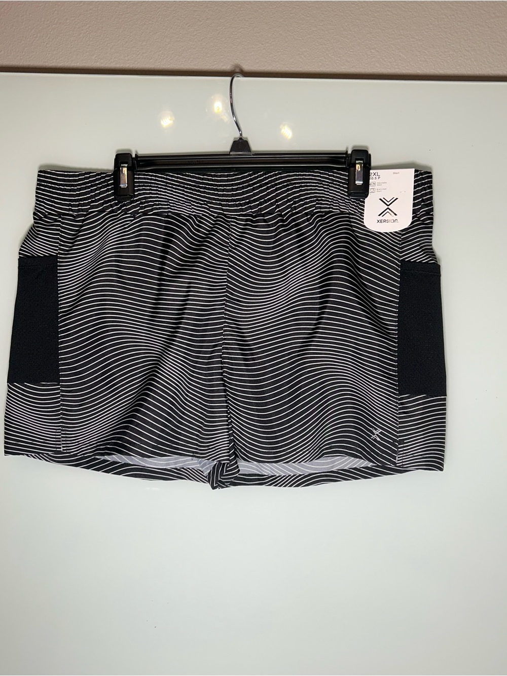 Xersion Black and White Striped Kids Athletic Shorts
